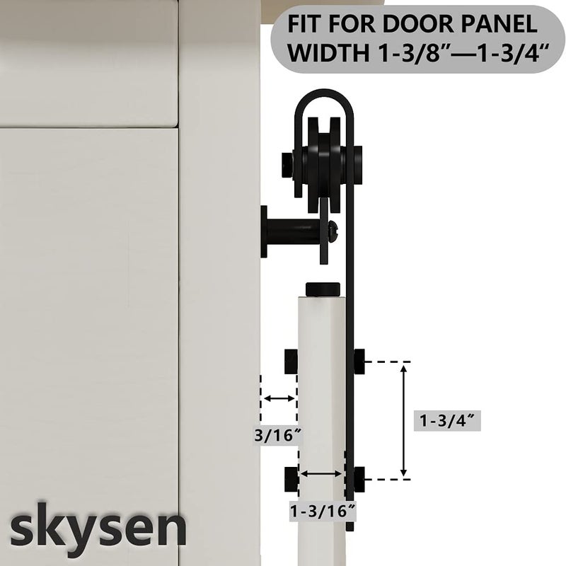 skysen Cabinet Sliding Barn Door Hardware Kit Super Mini Sliding Door Hardware for Wardrobe Cabinet TV Stand (ykd2-Roller Set) - Image 3